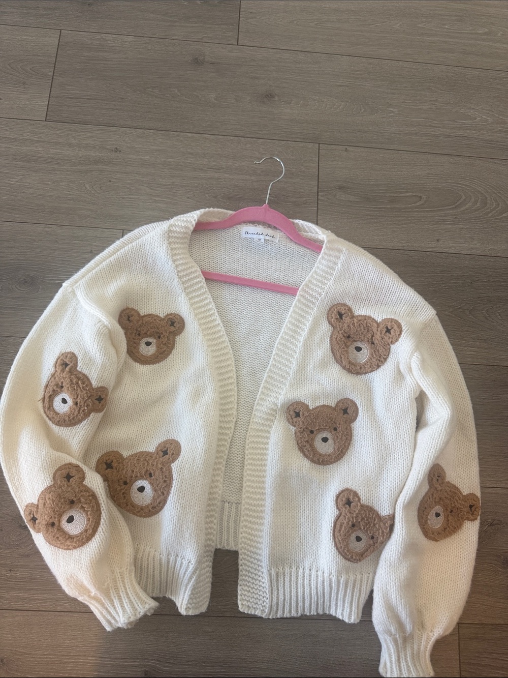 Cream Cardigan with Brown Teddy 3d